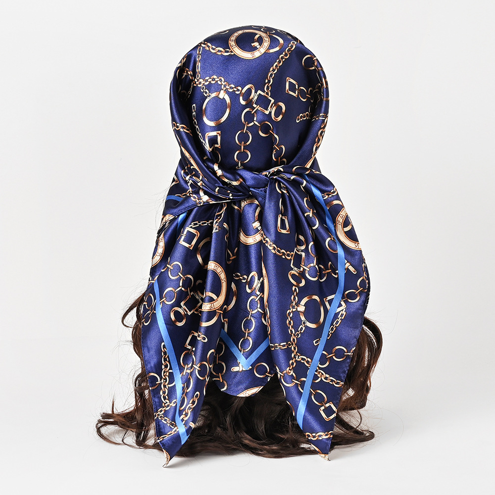 90cm Satin Square Scarf Women  - Head Wrap Turban ulasan dan harga